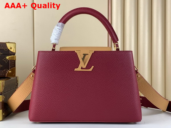 Louis Vuitton Capucines MM Handbag in Griotte Red and Arizona Taurillon Leather Replica