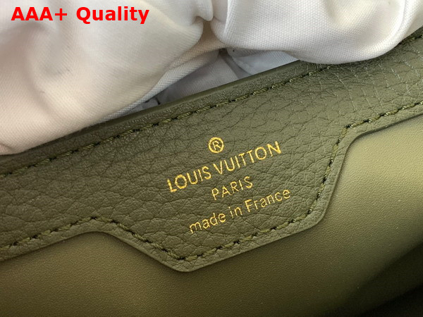 Louis Vuitton Capucines MM Handbag in Khaki Green and Pink Taurillon Leather Replica