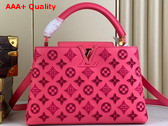 Louis Vuitton Capucines MM Handbag in Pink Calfskin Perforated with the Monogram Pattern Replica