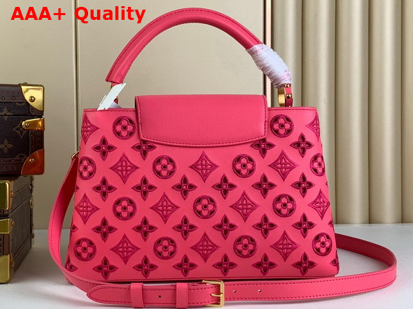 Louis Vuitton Capucines MM Handbag in Pink Calfskin Perforated with the Monogram Pattern Replica