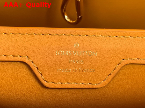 Louis Vuitton Capucines MM Handbag in Saffron Yellow Calfskin Perforated with the Monogram Pattern Replica