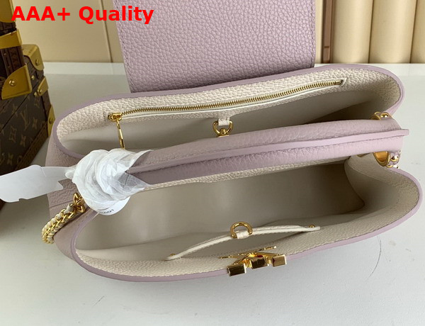 Louis Vuitton Capucines MM Handbag with a Wavy Base in Light Pink Taurillon Leather Replica