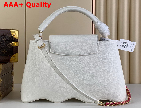 Louis Vuitton Capucines MM Handbag with a Wavy Base in Snow White Taurillon Leather Replica