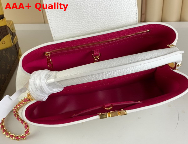 Louis Vuitton Capucines MM Handbag with a Wavy Base in Snow White Taurillon Leather Replica