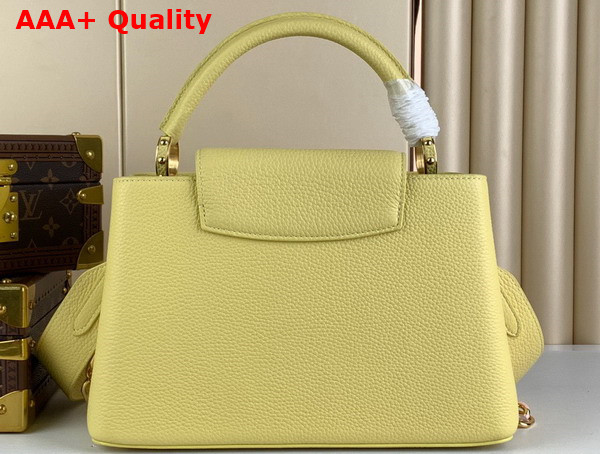 Louis Vuitton Capucines MM Handbags in Jaune Plume Yellow Taurillon Leather with Multicolored Chain Replica
