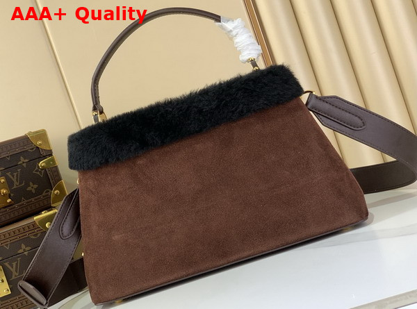 Louis Vuitton Capucines MM Souple Chocolate Suede Calfskin Leather and Shearling M26323 Replica