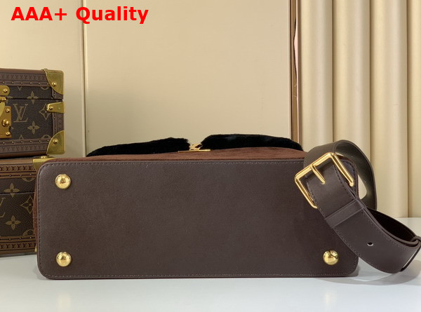Louis Vuitton Capucines MM Souple Chocolate Suede Calfskin Leather and Shearling M26323 Replica