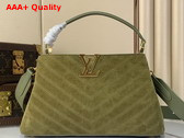 Louis Vuitton Capucines MM Souple in Dark Khaki Suede Calfskin Leather M25485 Replica