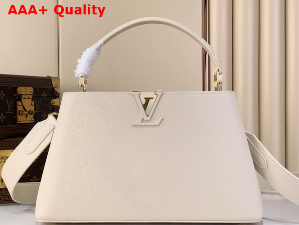 Louis Vuitton Capucines MM Souple in Quartz White Calfskin Leather M14979 Replica
