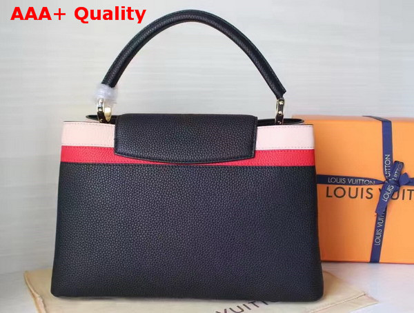 Louis Vuitton Capucines MM in Black with Taurillon Caviar Leather Trim Replica