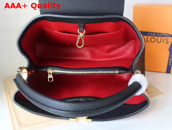 Louis Vuitton Capucines MM in Black with Taurillon Caviar Leather Trim Replica