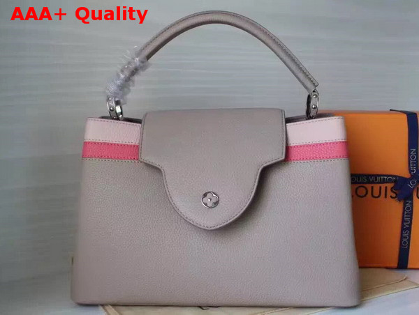Louis Vuitton Capucines MM in Grey with Taurillon Caviar Leather Trim M42925 Replica