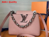 Louis Vuitton Capucines Mini Chain Bag Pink Grain Taurillon Leather Replica