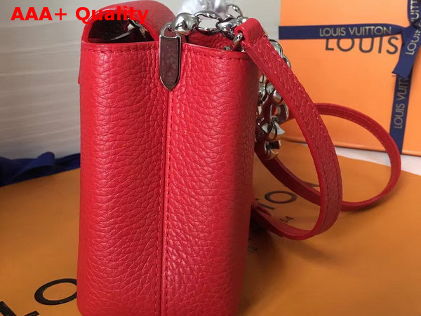 Louis Vuitton Capucines Mini Chain Bag Red Grain Taurillon Leather Replica