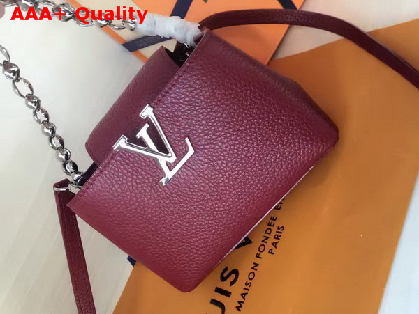 Louis Vuitton Capucines Mini Chain Bag in Bordeaux Grain Taurillon Leather Replica