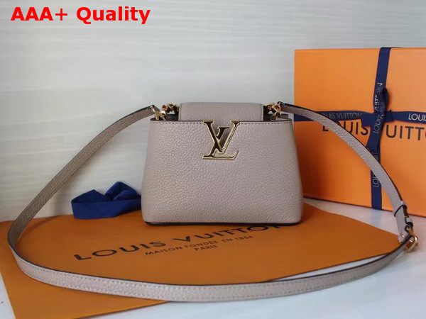 Louis Vuitton Capucines Mini Chain Light Grey Grain Taurillon Leather Replica