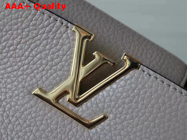 Louis Vuitton Capucines Mini Chain Light Grey Grain Taurillon Leather Replica