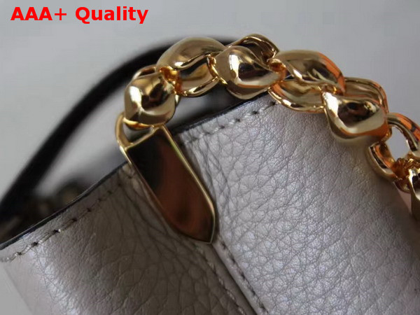 Louis Vuitton Capucines Mini Chain Light Grey Grain Taurillon Leather Replica