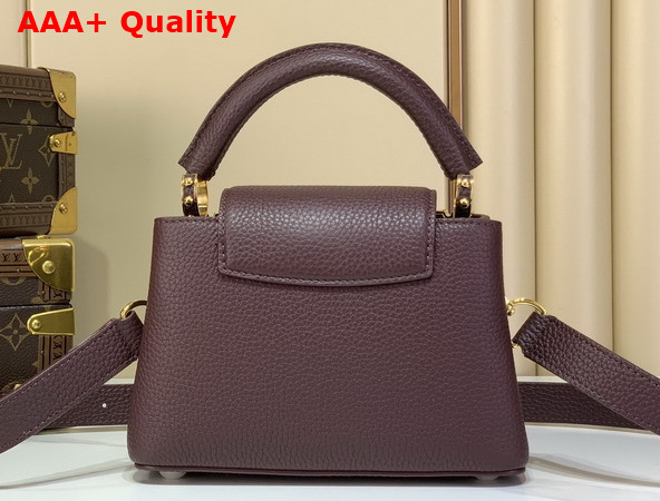 Louis Vuitton Capucines Mini Hanbag in Bordeaux Taurillon Leather Adorned with a Crown of Mother of Pearl Effect Monogram Flowers Replica
