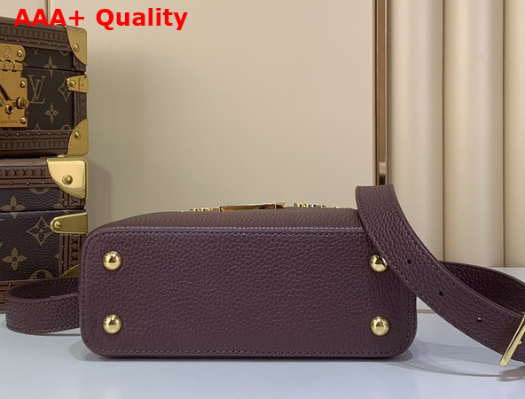 Louis Vuitton Capucines Mini Hanbag in Bordeaux Taurillon Leather Adorned with a Crown of Mother of Pearl Effect Monogram Flowers Replica