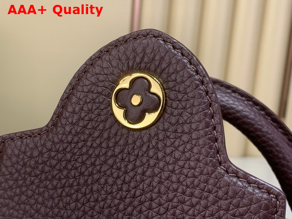 Louis Vuitton Capucines Mini Hanbag in Bordeaux Taurillon Leather Adorned with a Crown of Mother of Pearl Effect Monogram Flowers Replica