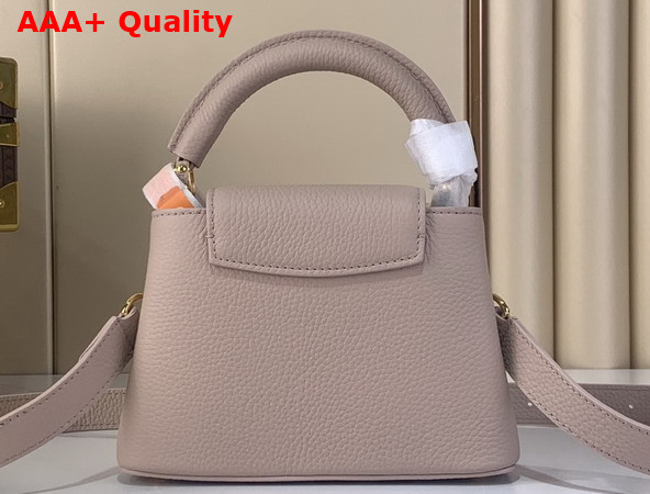 Louis Vuitton Capucines Mini Hanbag in Galet Grey Taurillon Leather Adorned with a Crown of Mother of Pearl Effect Monogram Flowers M11341 Replica
