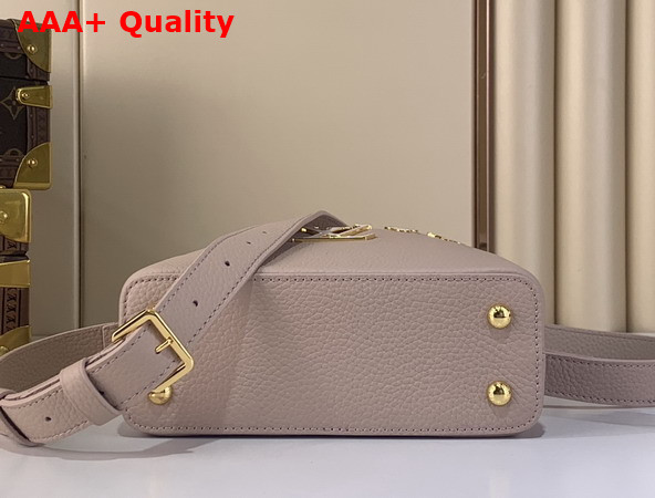 Louis Vuitton Capucines Mini Hanbag in Galet Grey Taurillon Leather Adorned with a Crown of Mother of Pearl Effect Monogram Flowers M11341 Replica