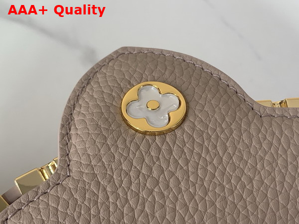 Louis Vuitton Capucines Mini Hanbag in Galet Grey Taurillon Leather Adorned with a Crown of Mother of Pearl Effect Monogram Flowers M11341 Replica