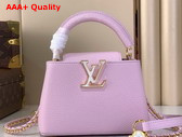 Louis Vuitton Capucines Mini Handbag Baby Pink Mother of Pearl Taurillon Leather Replica