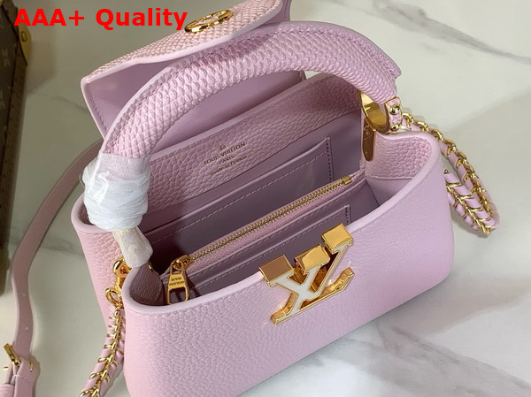 Louis Vuitton Capucines Mini Handbag Baby Pink Mother of Pearl Taurillon Leather Replica
