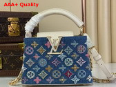 Louis Vuitton Capucines Mini Handbag Bag in Monogram Denim Embroidered with Intricate Beads and Metallic Lurex Threads M12947 Replica