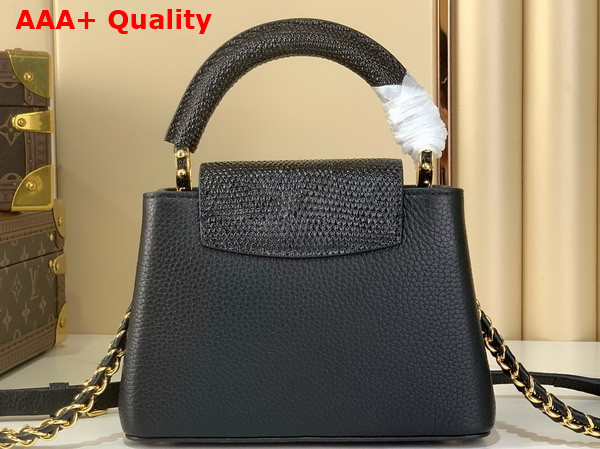 Louis Vuitton Capucines Mini Handbag Black Mother of Pearl Taurillon Leather Replica