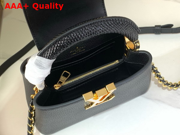 Louis Vuitton Capucines Mini Handbag Black Mother of Pearl Taurillon Leather Replica