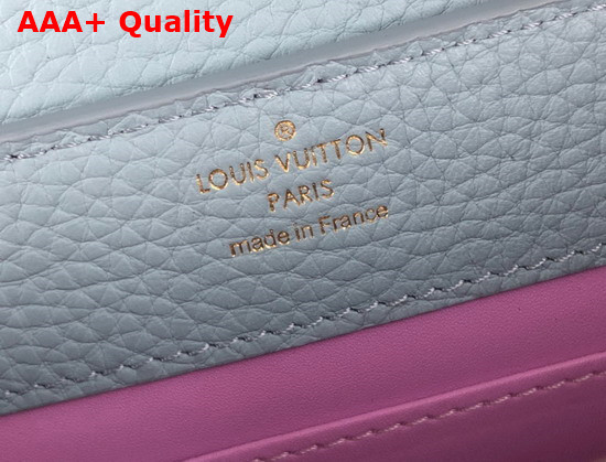 Louis Vuitton Capucines Mini Handbag Bleu Olympe Taurillon Leather Rainbow Color Leather Braided Into the Strap and Handle Replica