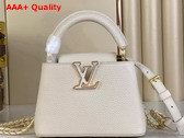 Louis Vuitton Capucines Mini Handbag Cream Mother of Pearl Taurillon Leather Replica