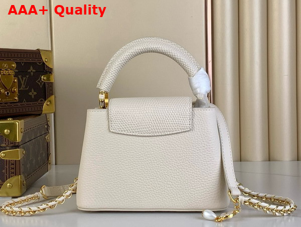 Louis Vuitton Capucines Mini Handbag Cream Mother of Pearl Taurillon Leather Replica