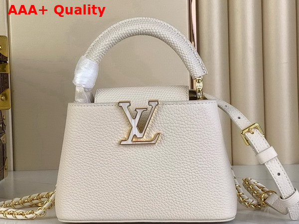 Louis Vuitton Capucines Mini Handbag Cream Mother of Pearl Taurillon Leather Replica