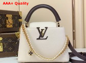 Louis Vuitton Capucines Mini Handbag Cream and Burnt Mahogany Taurillon Leather with Hand Crafted Details Replica
