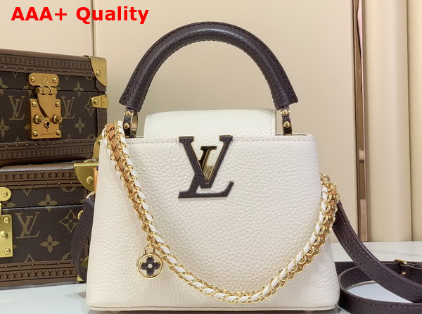 Louis Vuitton Capucines Mini Handbag Cream and Burnt Mahogany Taurillon Leather with Hand Crafted Details Replica