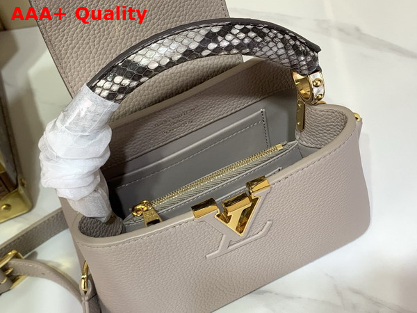 Louis Vuitton Capucines Mini Handbag Galet Gray Taurillon and Python Leather N85517 Replica