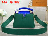 Louis Vuitton Capucines Mini Handbag Green Taurillon Leather and Blue Python Skin Details Replica