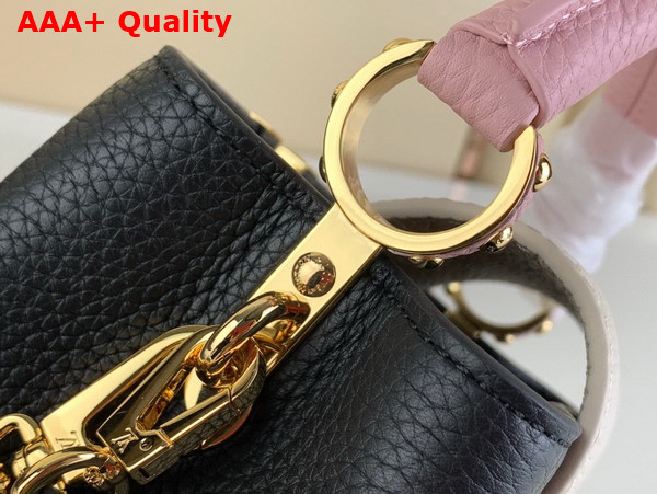 Louis Vuitton Capucines Mini Handbag Noir Creme Rose Taurillon Leather Replica