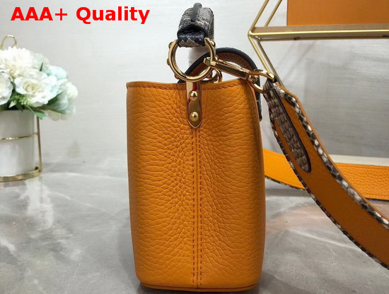 Louis Vuitton Capucines Mini Handbag Orange Taurillon Leather and Python Skin Details Replica