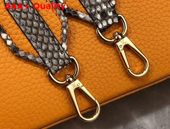 Louis Vuitton Capucines Mini Handbag Orange Taurillon Leather and Python Skin Details Replica