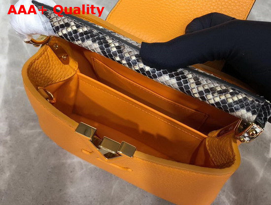 Louis Vuitton Capucines Mini Handbag Orange Taurillon Leather and Python Skin Details Replica