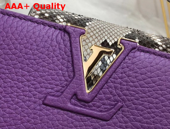 Louis Vuitton Capucines Mini Handbag Purple Taurillon Leather and Python Skin Details Replica