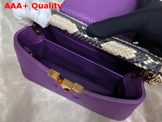 Louis Vuitton Capucines Mini Handbag Purple Taurillon Leather and Python Skin Details Replica