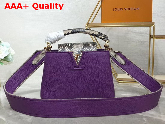 Louis Vuitton Capucines Mini Handbag Purple Taurillon Leather and Python Skin Details Replica
