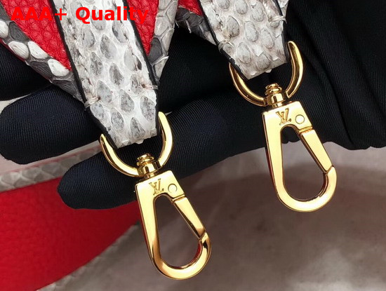Louis Vuitton Capucines Mini Handbag Red Taurillon Leather and Python Skin Details Replica