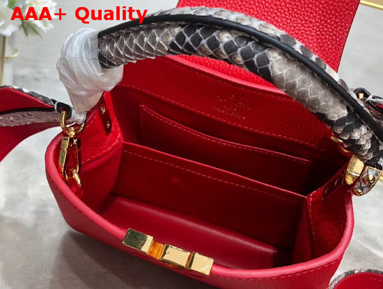 Louis Vuitton Capucines Mini Handbag Red Taurillon Leather and Python Skin Details Replica